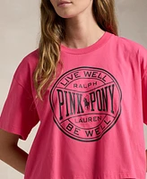 Polo Ralph Lauren Unisex Pink Pony Cotton Jersey Cropped Tee