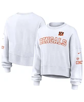 Nike Women's White Cincinnati Bengals Oversized Long Sleeve Cropped Sweatshirt