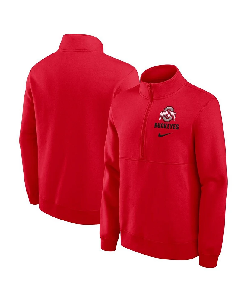 Nike Men's Scarlet Ohio State Buckeyes Primetime Club Half-Zip Sweatshirt