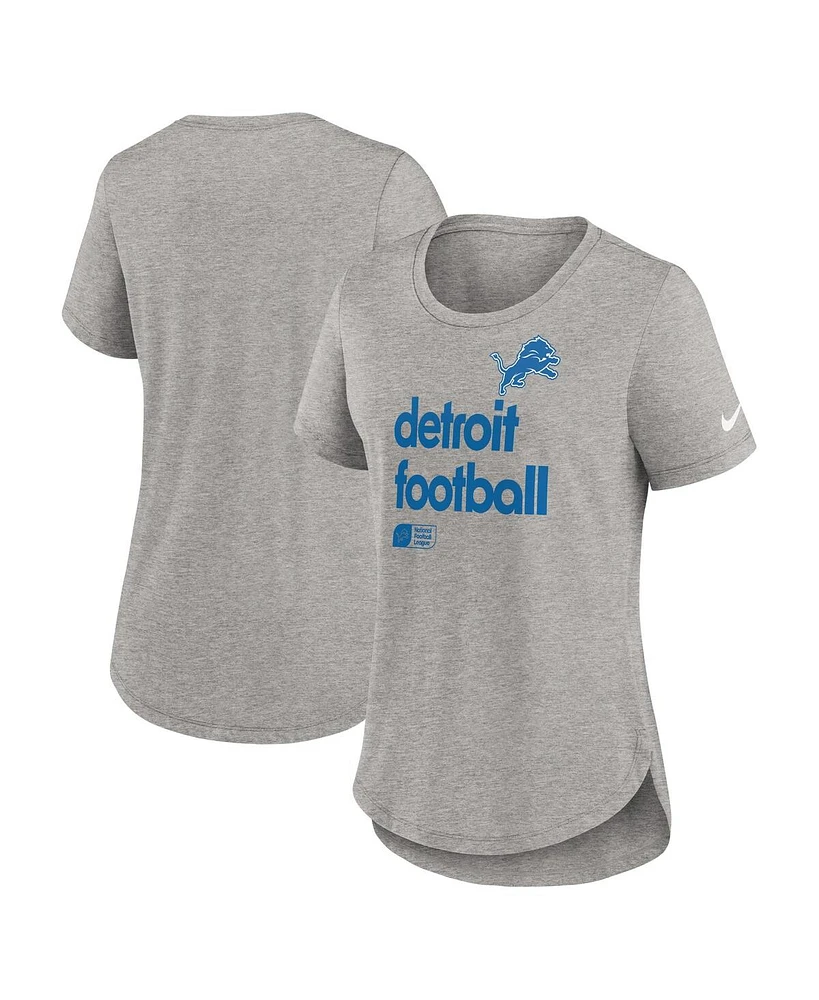 Nike Women's Heather Gray Detroit Lions Fashion Tri-Blend T-Shirt