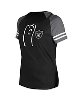 New Era Women's Black Las Vegas Raiders Lace-Up Raglan T-Shirt