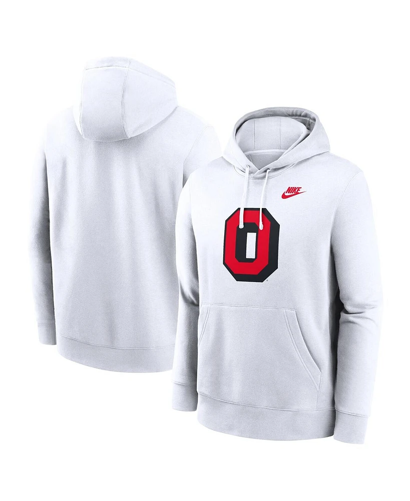 Nike Men's White Ohio State Buckeyes Legacy Logo Club Fleece Pullover Hoodie