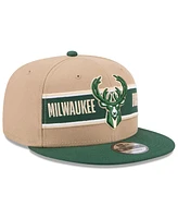 New Era Big Boys and Girls Tan/Hunter Green Milwaukee Bucks 2024 Nba Draft 9FIFTY Snapback Hat