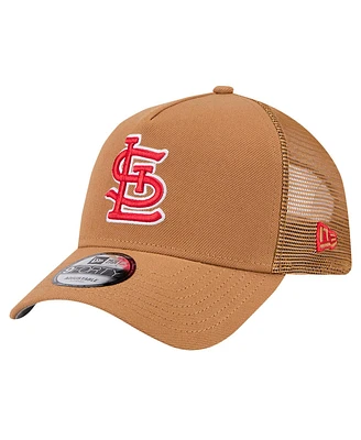 New Era Men's Brown St. Louis Cardinals A-Frame Trucker 9FORTY Adjustable Hat