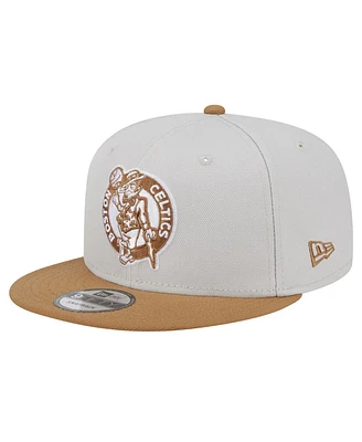 New Era Men's Cream/Tan Boston Celtics Color Pack 2-Tone 9FIFTY Snapback Hat