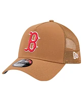 New Era Men's Brown Boston Red Sox A-Frame Trucker 9FORTY Adjustable Hat