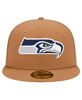 New Era Men's Tan Seattle Seahawks Color Pack 59FIFTY Fitted Hat with Side Patch