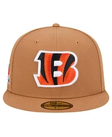 New Era Men's Tan Cincinnati Bengals Color Pack 59FIFTY Fitted Hat with Side Patch