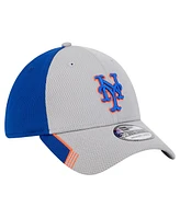 New Era Men's Gray/Royal York Mets Visor Trim 39THIRTY Flex Hat