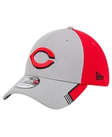 New Era Men's Gray/Red Cincinnati Reds Visor Trim 39THIRTY Flex Hat