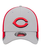 New Era Men's Gray/Red Cincinnati Reds Visor Trim 39THIRTY Flex Hat