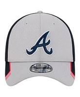 New Era Men's Gray/Navy Atlanta Braves Visor Trim 39THIRTY Flex Hat