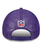 New Era Men's Stone/Purple Minnesota Vikings 2024 Sideline Historic 9FORTY A-Frame Trucker Adjustable Hat