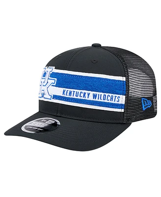 New Era Men's Black/Royal Kentucky Wildcats Striped 9SEVENTY Trucker Adjustable Hat