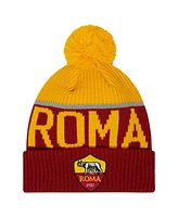 New Era Men's Red As Roma Sport Cuffed Knit Hat with Pom