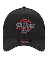 New Era Men's Black Philadelphia Phillies Tonal Pop 9FORTY A-Frame Adjustable Hat