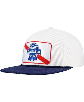 Lids Men's White/Navy Pabst Blue Ribbon Corduroy Rope Golf Snapback Hat