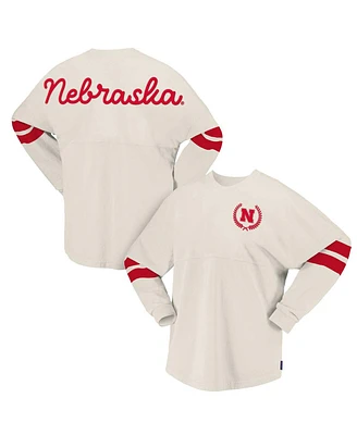 Spirit Jersey Women's Cream Nebraska Huskers Oversized T-Shirt