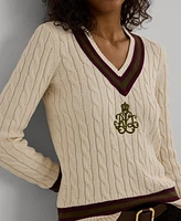 Lauren Ralph Women's Cable-Knit Cotton Cricket Sweater