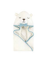 Hudson Baby Unisex Baby Cotton Animal Face Hooded Towel, Gingham Bear Boy, One Size