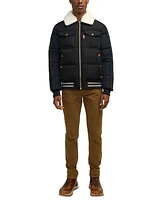 Scotch & Soda Men's Quilted Aviator Jacket with Removable Fleece Collar