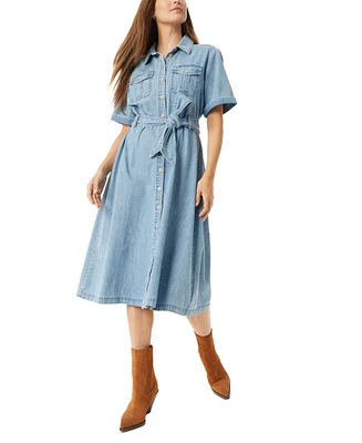 Sam Edelman Women's Jaslynn Chambray Safari Midi Dress