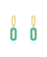 The Lovery Blue Enamel Paperclip Link Earrings