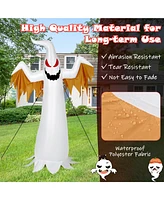 Costway 6ft Halloween Inflatable Ghost Quick Blow up Halloween Decor w/ Red Led Lights