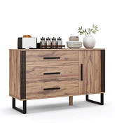 Sugift Sideboard Buffet Cabinet Credenza Storage Cabinet with 3 Drawers