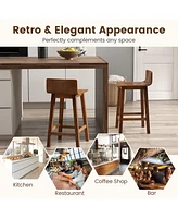 Sugift Wood Bar Stools Set of 2 with Solid Back and Seat
