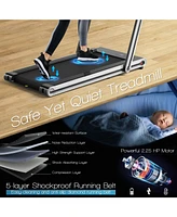 Skonyon 2-in-1 Folding Treadmill with Dual Led Display-Silver