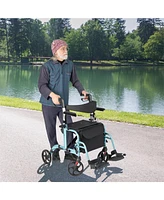 Sugift Folding Rollator Walker with Seat and Wheels Supports up to 300 lbs-Navy