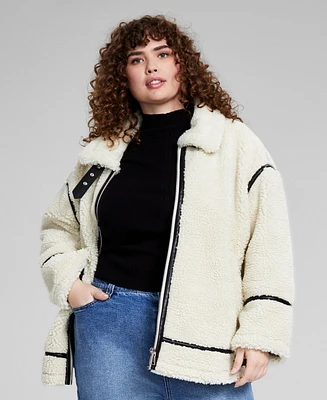 And Now This Trendy Plus Faux Sherpa Moto Jacket, Exclusively at Macy's