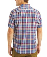 Nautica Men's Short Sleeve Button Front Plaid Shirt