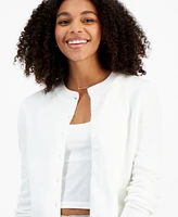 Madden Girl Juniors' Crewneck Mossy Button-Front Cardigan