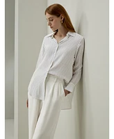 Lilysilk Women's Button Down Striped Silk Blouse