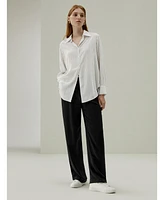 Button Down Striped Silk Blouse for Women