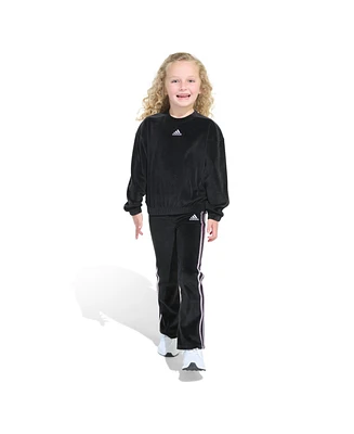 adidas Little & Toddler Girls Crewneck Velour