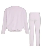 adidas Little & Toddler Girls Crewneck Velour, 2-Piece Set