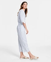 Charter Club Petite Linen High-Rise Cropped Pants, Created for Macy's