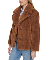 Cole Haan Women's Notched-Collar Single-Breasted Teddy Coat