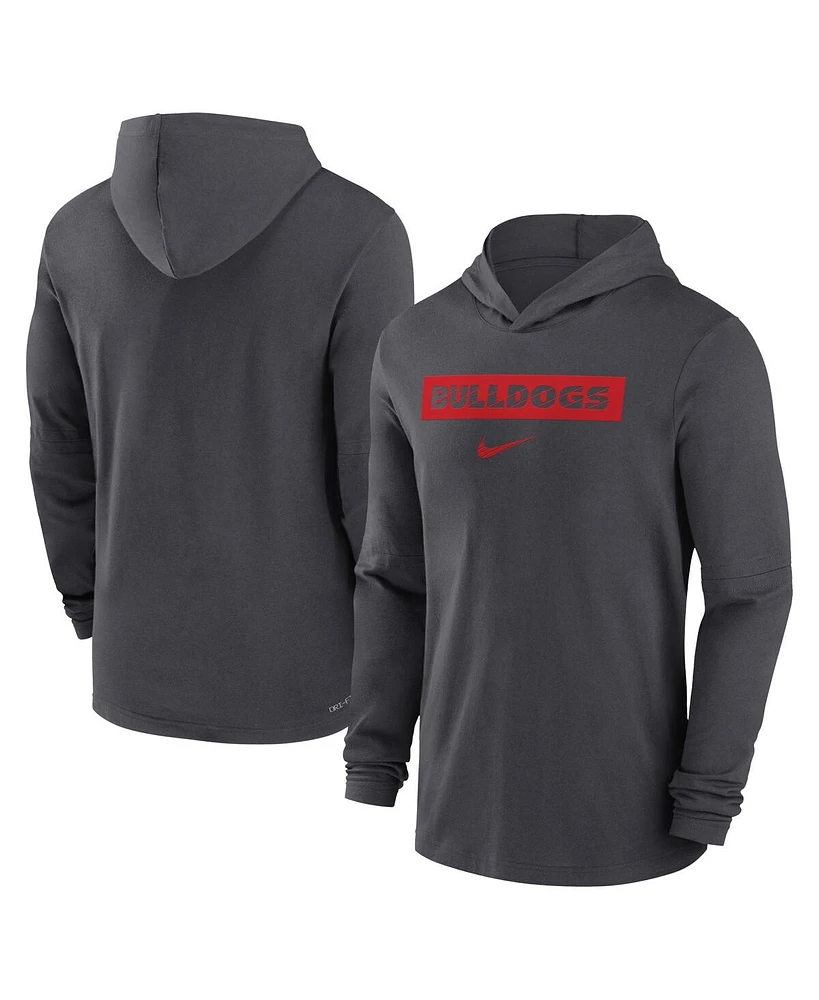 Nike Men's Anthracite Georgia Bulldogs Sideline Hoodie Performance Long Sleeve T-Shirt