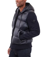 Michael Kors Men's Mixed-Media Hooded Zip Sweater Jacket