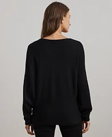 Lauren Ralph Petite Rib-Knit Dolman-Sleeve Sweater