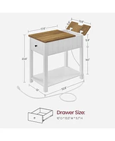 Slickblue Side Table with Built-In Charging Station and Usb Ports