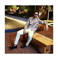 Men's Charcoal Grey & Mocha Brown Marble Foliage Shirt