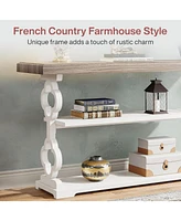 Tribesigns Farmhouse Console Table, 55 inch Rustic Entryway Sofa Table with Storage Shelves, 3 Tier Wood Long Accent Entry Table for Hallway, Entrance