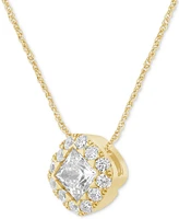 Diamond Princess Halo 18" Pendant Necklace (3/4 ct. t.w.) in 14k Gold