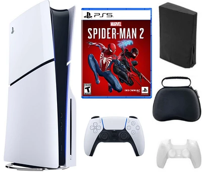 Sony PS5 - Playstation 5 Slim Disc Bundle With Accessories, and Spiderman Game