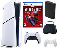 Sony PS5 - Playstation 5 Slim Disc Bundle With Accessories, and Spiderman Game